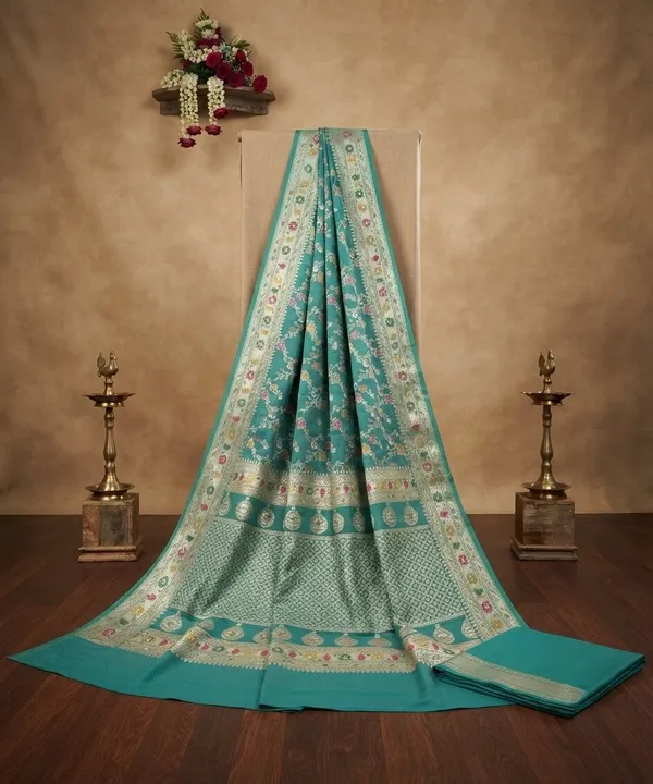 Sea_Green_Banarasi_Meena_Work_Silk_Saree_with_Heavy_Aachal