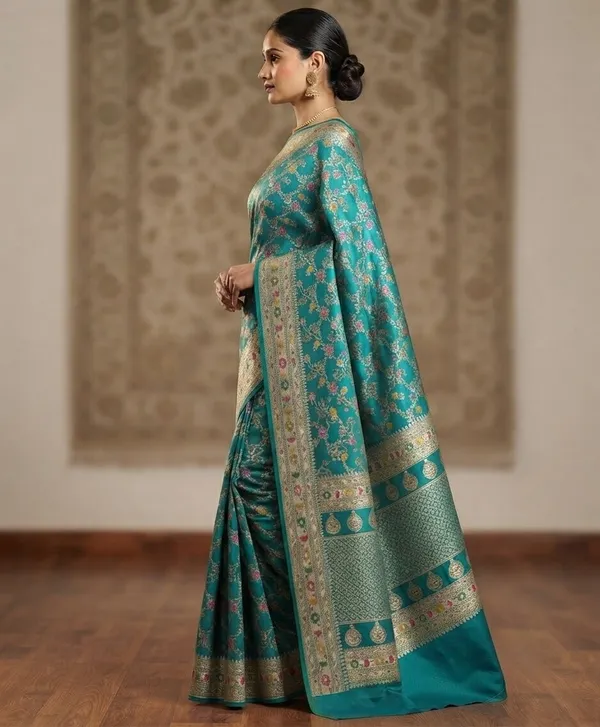 Sea_Green_Banarasi_Meena_Work_Silk_Saree_with_Heavy_Aachal