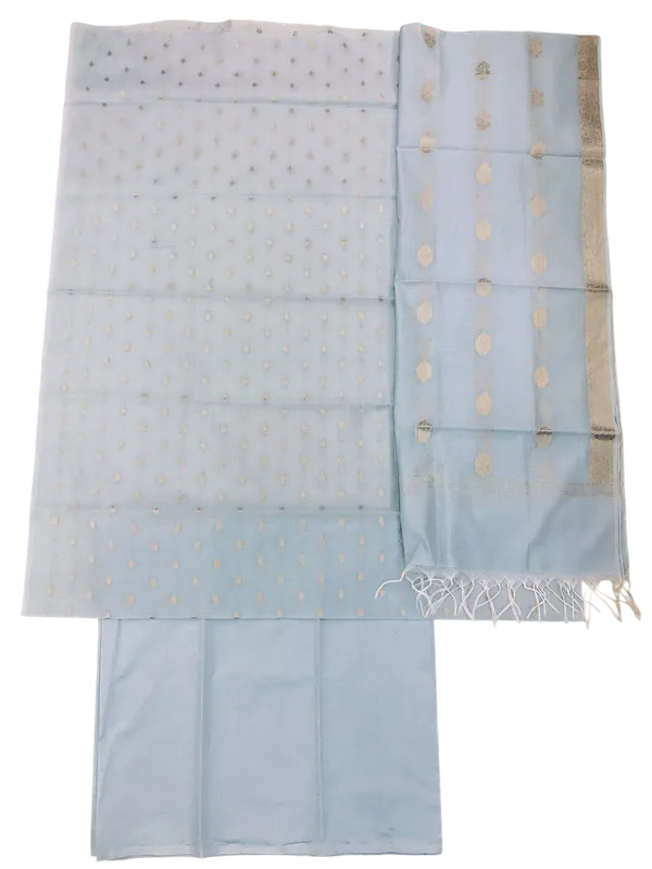 Light_Blue_Banarasi_Cotton_Silk_Unstitched_Suit_Set_with_Dupatta_For_Women