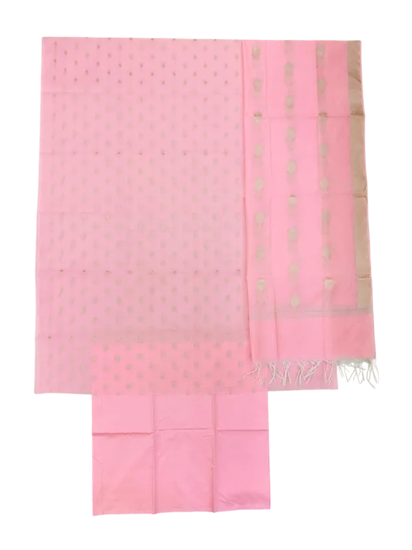 Light_Pink_Banarasi_Cotton_Silk_Unstitched_Suit_Set_with_Dupatta_For_Women