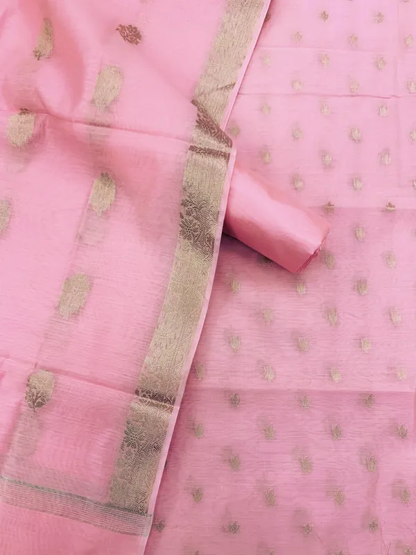 Light_Pink_Banarasi_Cotton_Silk_Unstitched_Suit_Set_with_Dupatta_For_Women