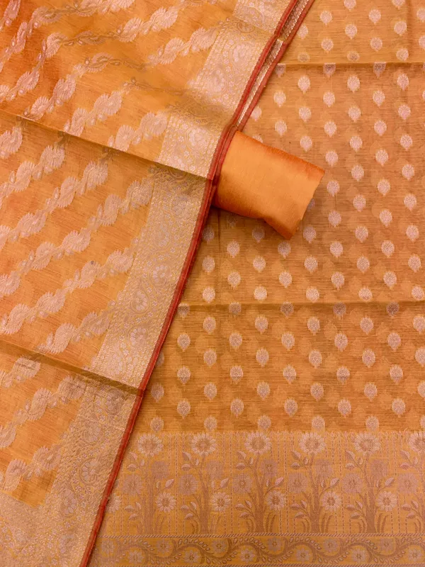 Mustard_Yellow_Banarasi_Cotton_Silk_Unstitched_Suit_Fabric_For_Women