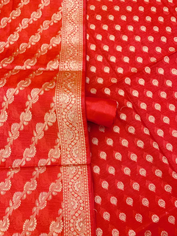 Red_Banarasi_Cotton_Silk_Unstitched_Suit_Fabric_For_Women