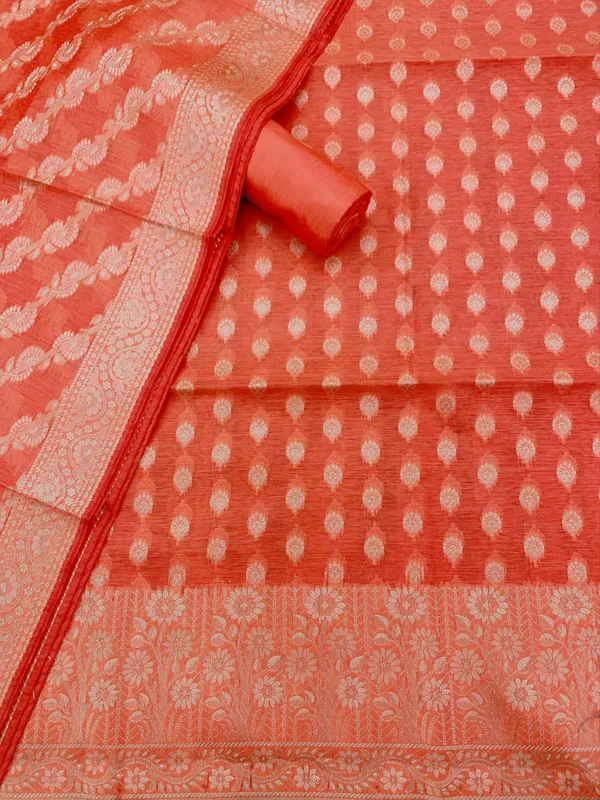Peach_Banarasi_Cotton_Silk_Unstitched_Suit_Fabric_For_Women