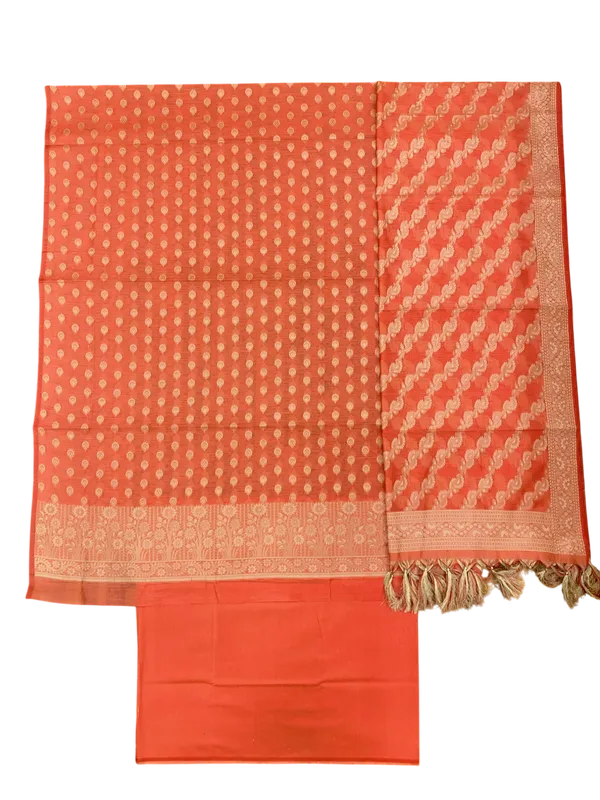 Peach_Banarasi_Cotton_Silk_Unstitched_Suit_Fabric_For_Women