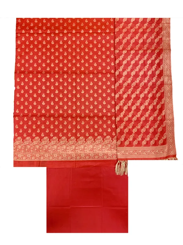 Red_Banarasi_Cotton_Silk_Unstitched_Suit_Fabric_For_Women