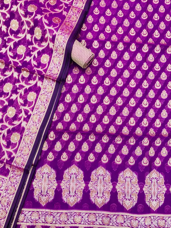 Purple_Banarasi_Cotton_Thread_Work_Unstitched_Suit_Fabric_with_Dupatta_For_Women