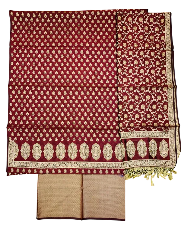 Maroon_Banarasi_Cotton_Thread_Work_Unstitched_Suit_Fabric_with_Dupatta_For_Women
