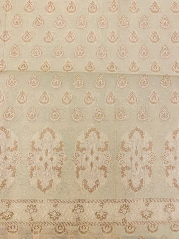 Beige_Banarasi_Cotton_Thread_Work_Unstitched_Suit_Fabric_with_Dupatta_For_Women