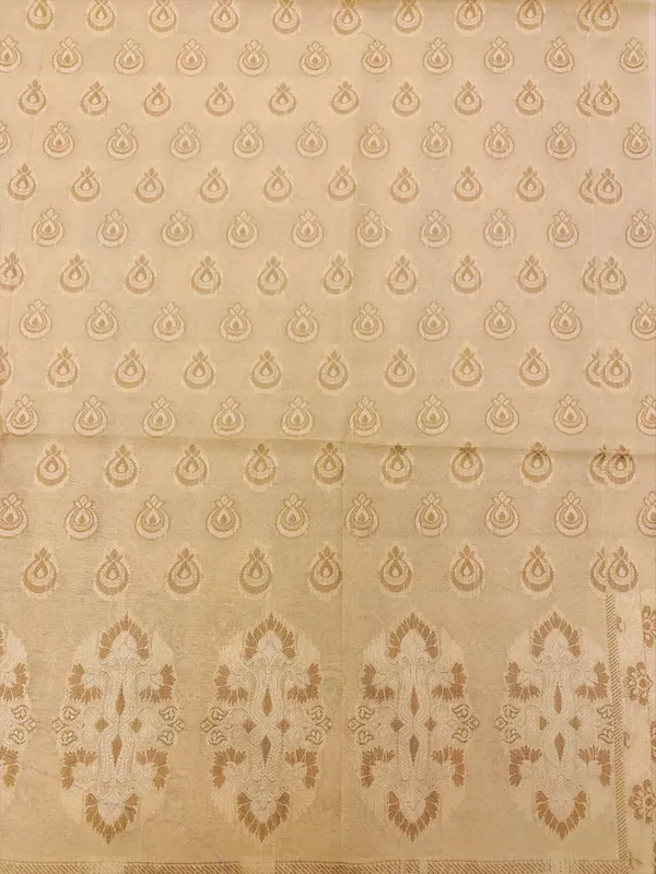 Beige_Banarasi_Cotton_Thread_Work_Unstitched_Suit_Fabric_with_Dupatta_For_Women