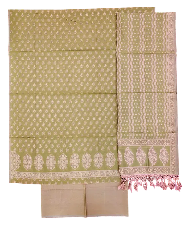 Green_Banarasi_Cotton_Thread_Work_Unstitched_Suit_Fabric_with_Dupatta_For_Women