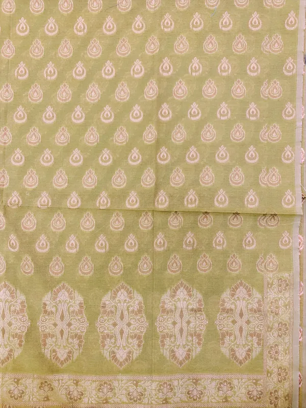 Green_Banarasi_Cotton_Thread_Work_Unstitched_Suit_Fabric_with_Dupatta_For_Women