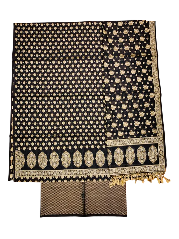 Black_Banarasi_Cotton_Thread_Work_Unstitched_Suit_Fabric_with_Dupatta_For_Women