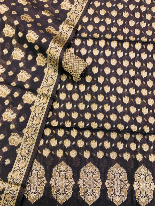 Black_Banarasi_Cotton_Thread_Work_Unstitched_Suit_Fabric_with_Dupatta_For_Women
