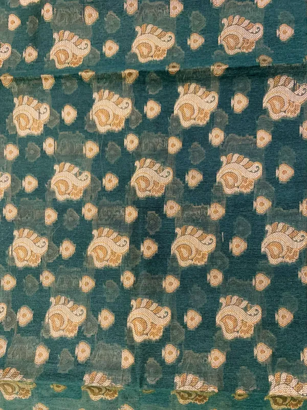 Bottle_Green_Banarasi_Cotton_Thread_Work_Unstitched_Suit_Fabric_with_Dupatta_For_Women
