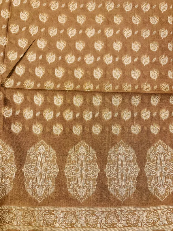 Brown_Banarasi_Cotton_Thread_Work_Unstitched_Suit_Fabric_with_Dupatta_For_Women