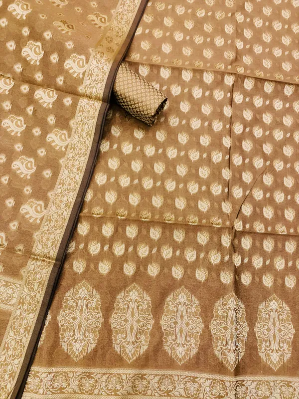 Brown_Banarasi_Cotton_Thread_Work_Unstitched_Suit_Fabric_with_Dupatta_For_Women