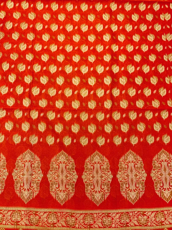 Red_Banarasi_Cotton_Thread_Work_Unstitched_Suit_Fabric_with_Dupatta_For_Women