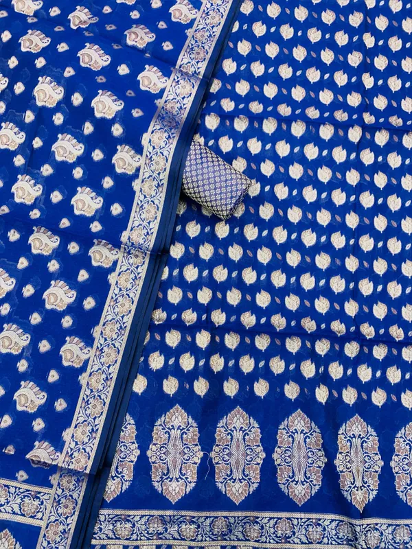 Royal_Blue_Banarasi_Cotton_Thread_Work_Unstitched_Suit_Fabric_with_Dupatta_For_Women