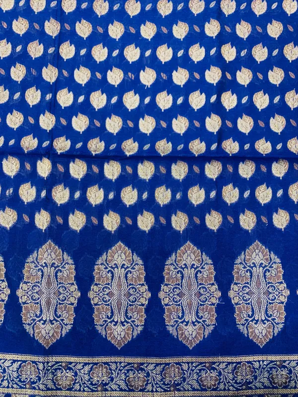 Royal_Blue_Banarasi_Cotton_Thread_Work_Unstitched_Suit_Fabric_with_Dupatta_For_Women