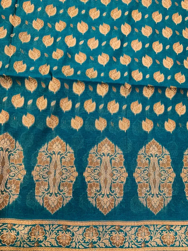Sea_Green_Banarasi_Cotton_Thread_Work_Unstitched_Suit_Fabric_with_Dupatta_For_Women