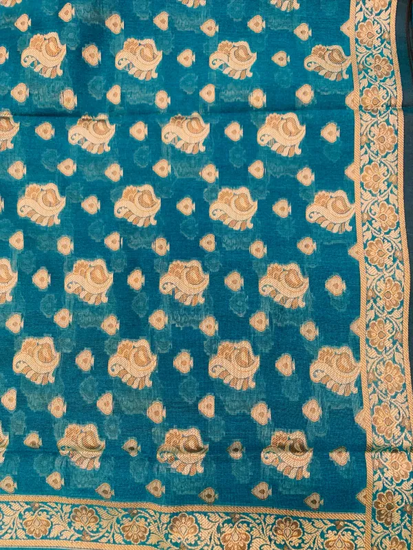 Sea_Green_Banarasi_Cotton_Thread_Work_Unstitched_Suit_Fabric_with_Dupatta_For_Women