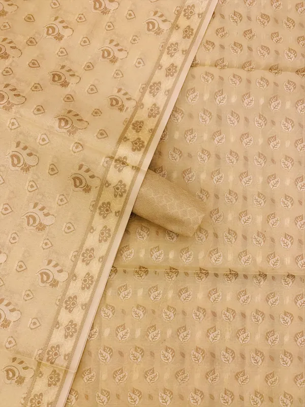 Beige_Banarasi_Cotton_Thread_Work_Unstitched_Suit_Fabric_with_Dupatta_For_Women