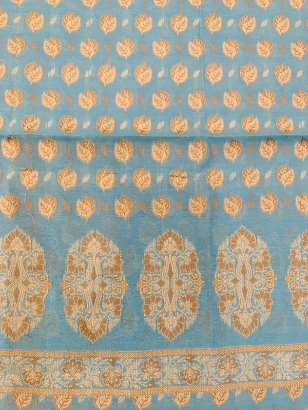 Blue_Banarasi_Cotton_Thread_Work_Unstitched_Suit_Fabric_with_Dupatta_For_Women
