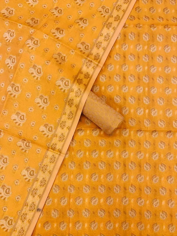 Mustard_Yellow_Banarasi_Cotton_Thread_Work_Unstitched_Suit_Fabric_with_Dupatta_For_Women