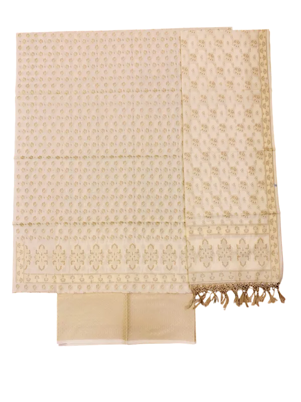 Beige_Banarasi_Cotton_Thread_Work_Unstitched_Suit_Fabric_with_Dupatta_For_Women