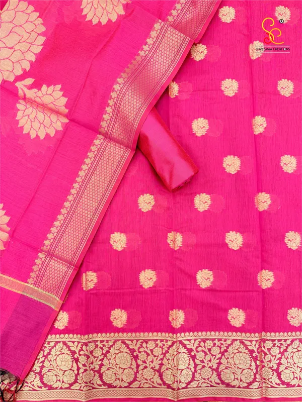 Rani_Pink_Banarasi_Women's_Unstitched_Suit_Material_With_Dupatta_For_Women