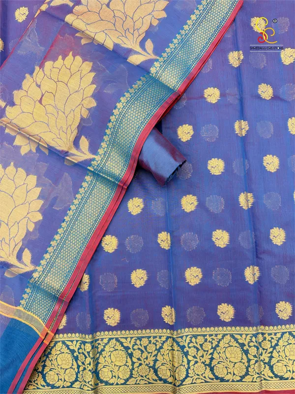 Blue_Banarasi_Women's_Unstitched_Suit_Material_With_Dupatta_For_Women