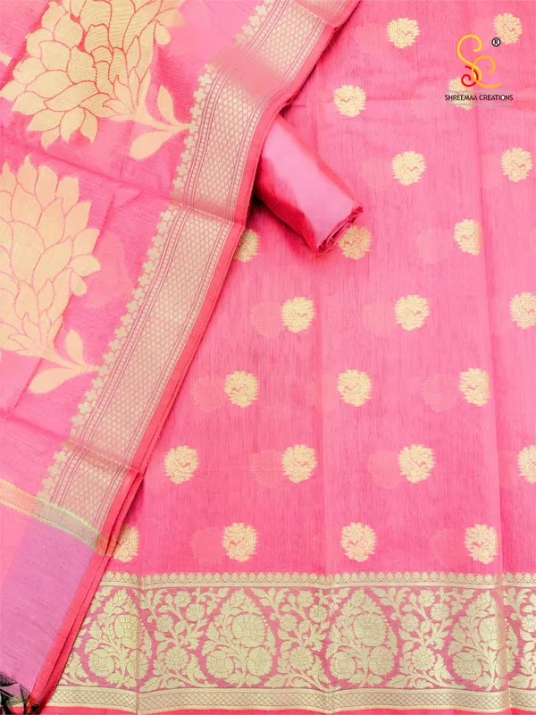 Light_Pink_Banarasi_Women's_Unstitched_Suit_Material_With_Dupatta_For_Women