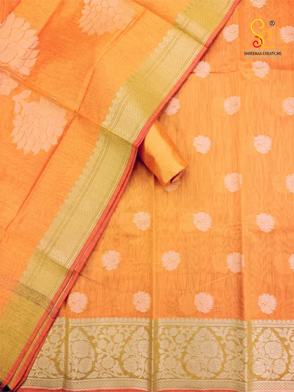 Mustard_Yellow_Banarasi_Women's_Unstitched_Suit_Material_With_Dupatta_For_Women