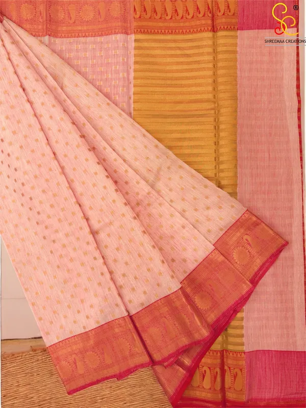 Light_Pink_Banarasi_Linen_Saree_For_Women