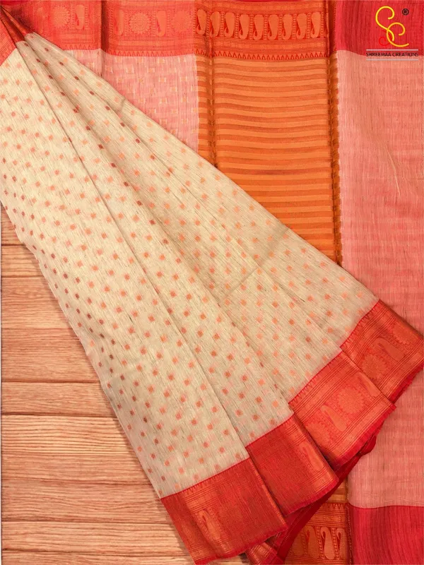 Beige_Banarasi_Linen_Saree_For_Women