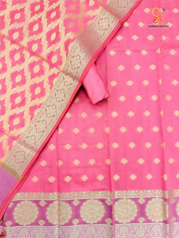 Light_Pink_Banarasi_Women's_Unstitched_Suit_Material_With_Dupatta_For_Women