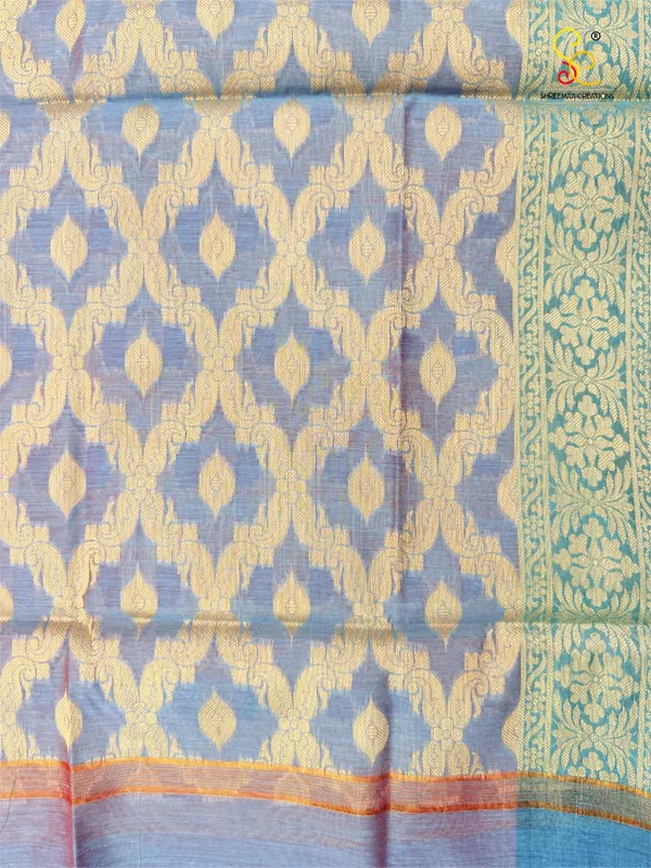 Light_Blue_Banarasi_Women's_Unstitched_Suit_Material_With_Dupatta_For_Women