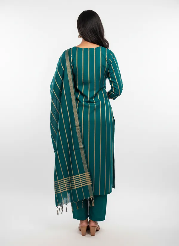 Bottel_Green_Banarasi_Unstitched_Suit_Fabric_|_Cotton_Silk_Dress_Material_with_Zari_Weaving