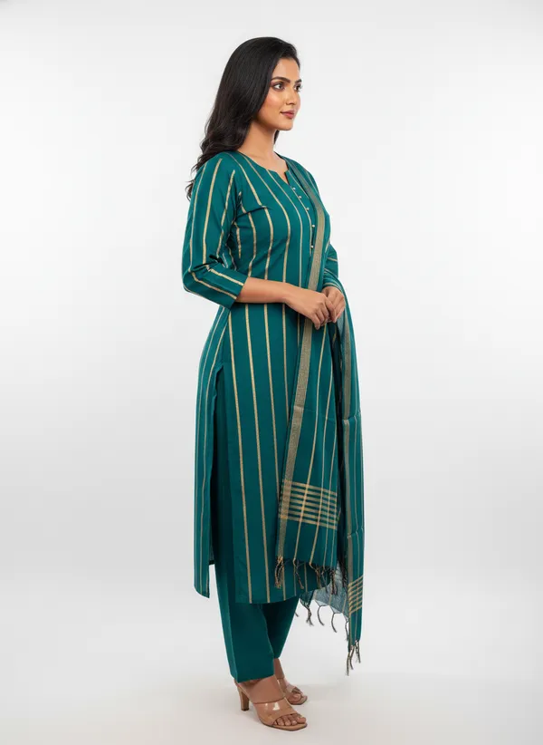 Bottel_Green_Banarasi_Unstitched_Suit_Fabric_|_Cotton_Silk_Dress_Material_with_Zari_Weaving