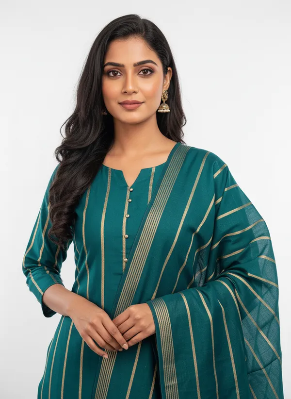 Bottel_Green_Banarasi_Unstitched_Suit_Fabric_|_Cotton_Silk_Dress_Material_with_Zari_Weaving