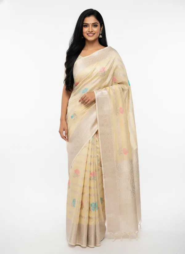 Cream_Banarasi_Silk_Meena_Work_Zari_Weaved_Saree