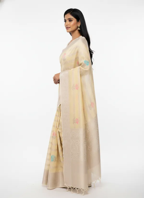 Cream_Banarasi_Silk_Meena_Work_Zari_Weaved_Saree