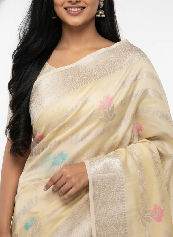 Cream_Banarasi_Silk_Meena_Work_Zari_Weaved_Saree