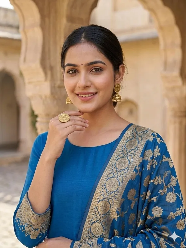 Peacockblue_Banarasi_Unstitched_Suit_Fabric_|_Cotton_Silk_Dress_Material_with_Zari_Weaving