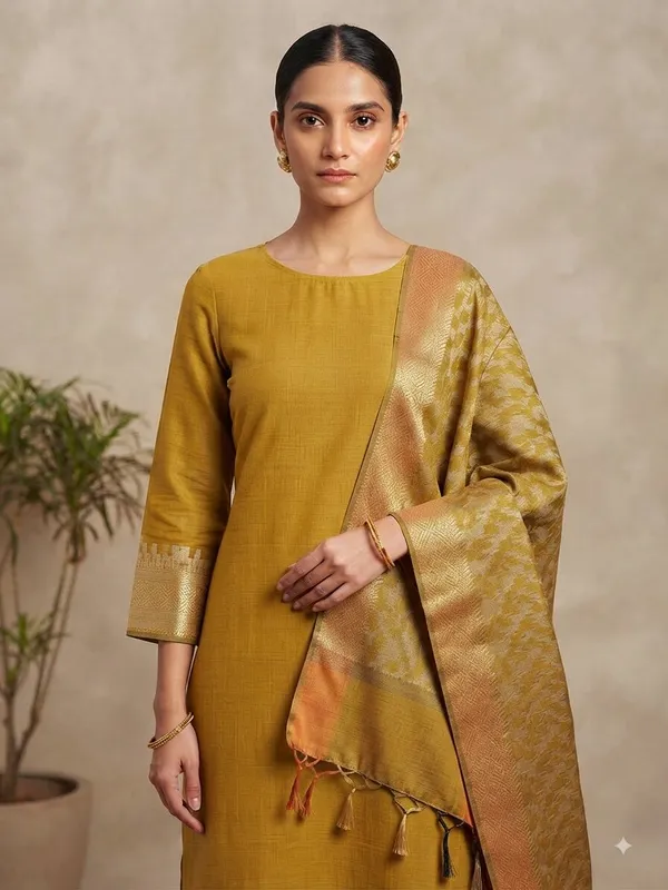 Mustard_Banarasi_Unstitched_Suit_Fabric_|_Cotton_Silk_Dress_Material_with_Zari_Weaving