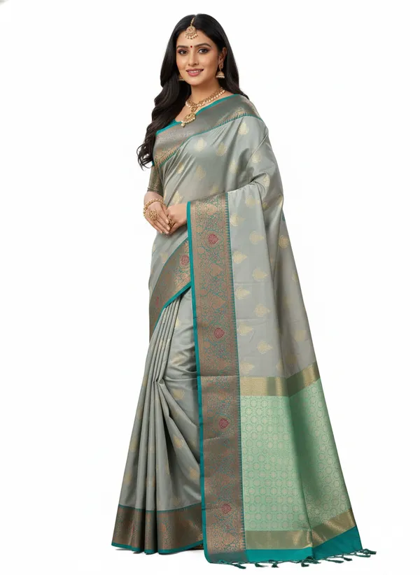 Grey_Banarasi_Silk_Saree_with_Contrast_Aachal