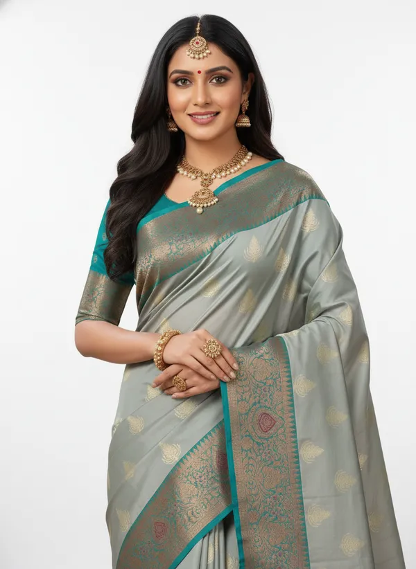 Grey_Banarasi_Silk_Saree_with_Contrast_Aachal