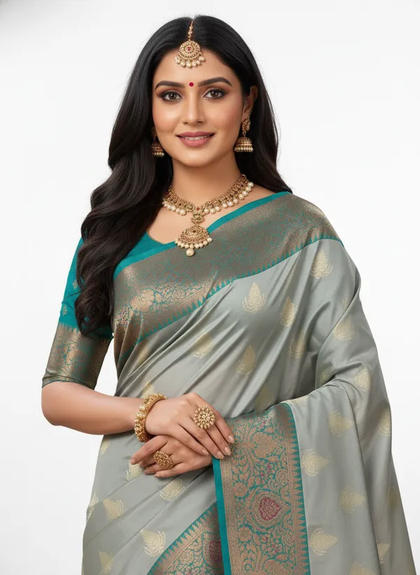 Grey_Banarasi_Silk_Saree_with_Contrast_Aachal