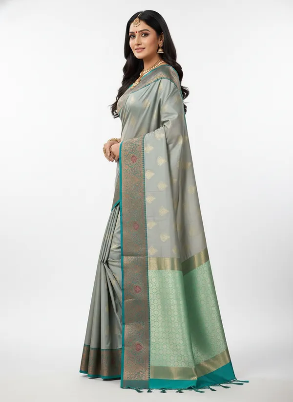Grey_Banarasi_Silk_Saree_with_Contrast_Aachal